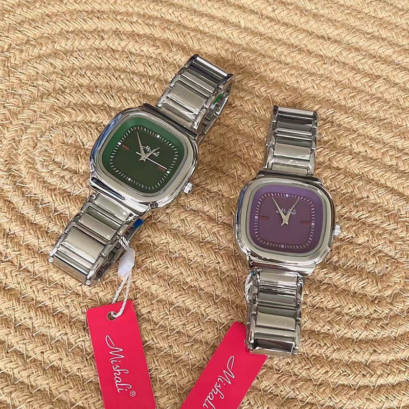 Women's retro square steel belt watch, view 3 - MRSLM