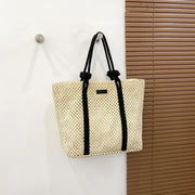 large capacity straw beach tote, view 8 - MRSLM