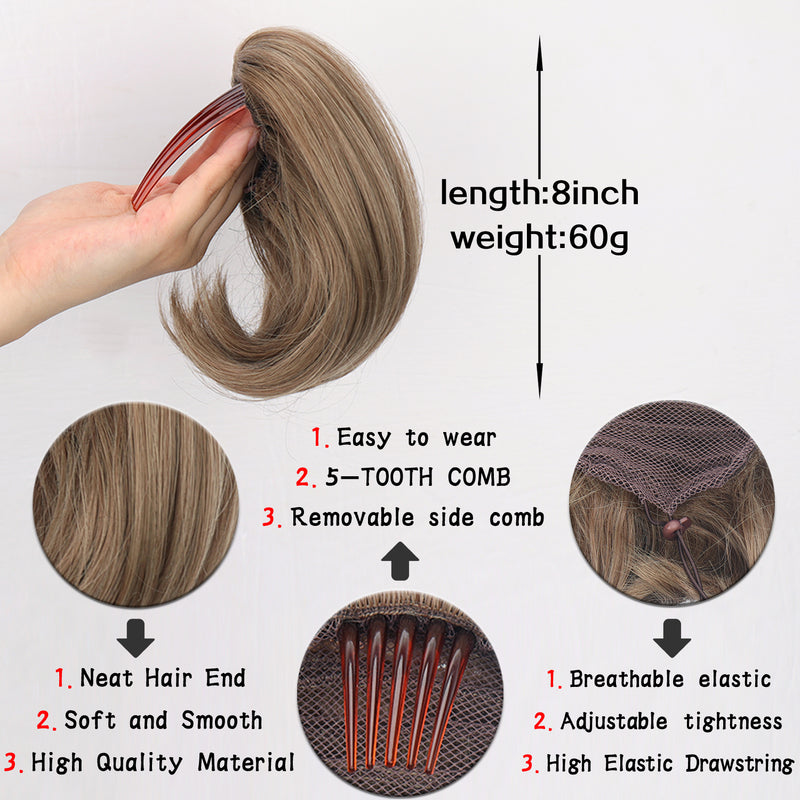 synthetic hair bun hairpiece, view 9 - MRSLM