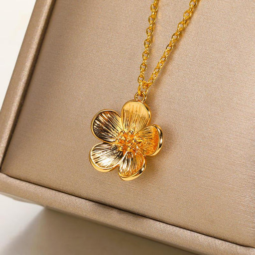elegant floral stainless steel necklace - MRSLM