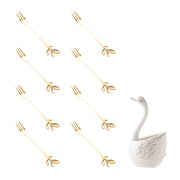 ceramic swan fruit fork set, view 5 - MRSLM