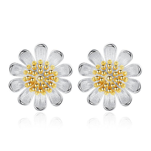 Sterling silver small daisy flower stud earrings - MRSLM