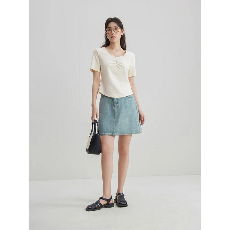Chic High Waist Denim Skirt