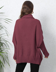 women's loose turtleneck sweater with heart patches, view 2 - MRSLM