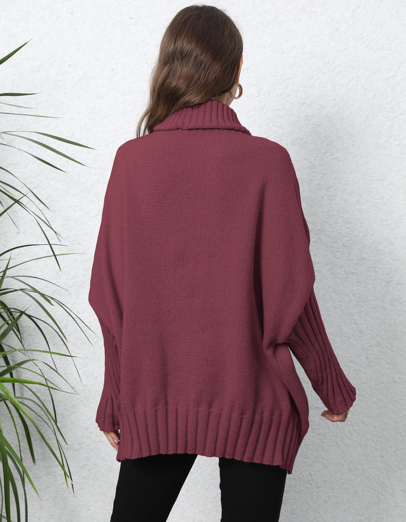 women's loose turtleneck sweater with heart patches, view 2 - MRSLM