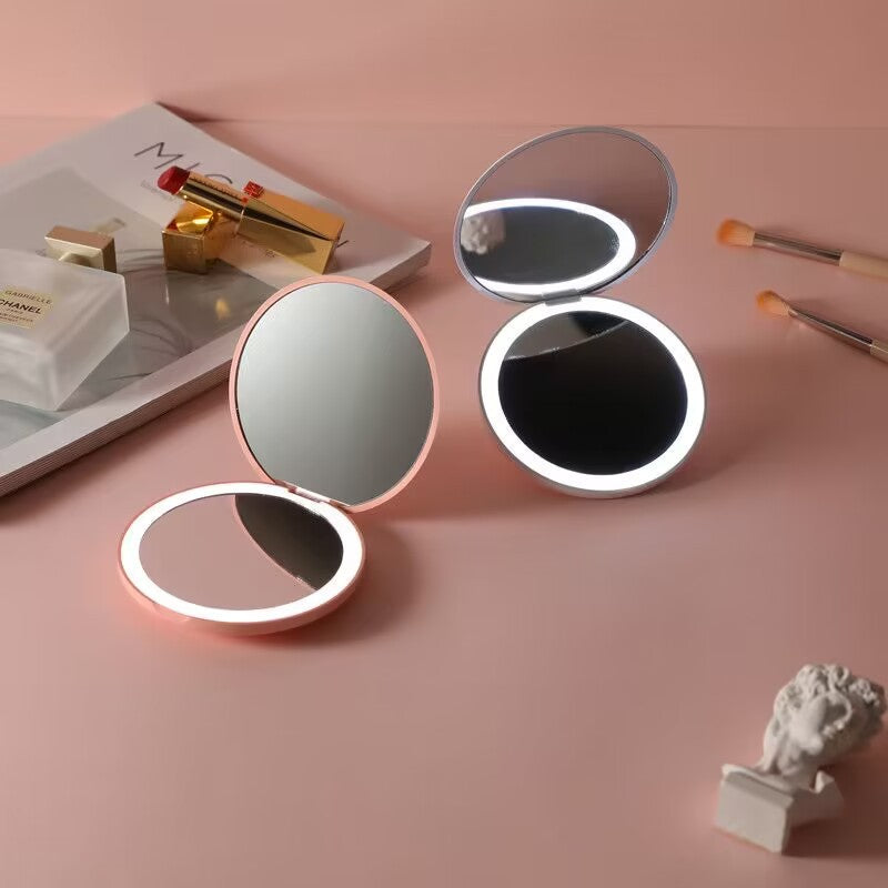 led light foldable makeup mirror, view 4 - MRSLM
