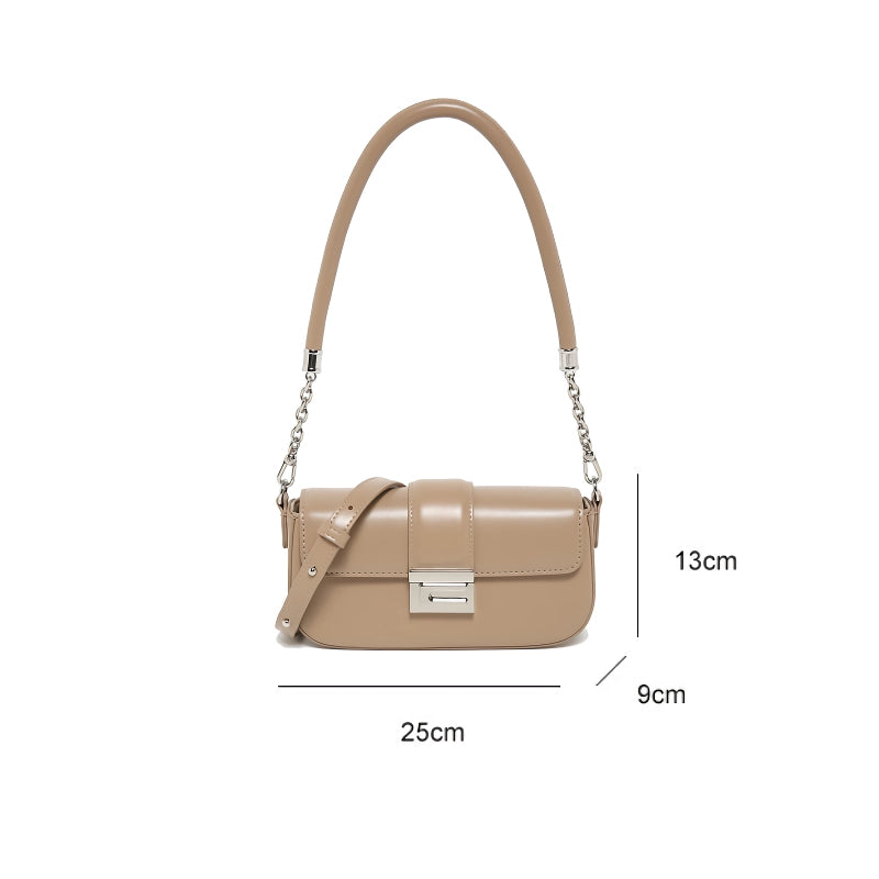 elegant microfiber leather chain shoulder handbag, view 11 - MRSLM