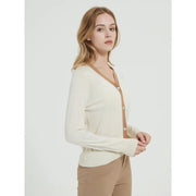 silk and wool blend v-neck cardigan, view 5 - MRSLM
