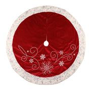 red velvet snowflake tree skirt, view 3 - MRSLM