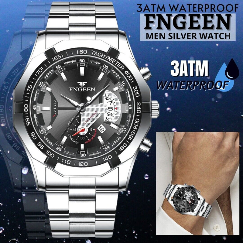 classic silver men's quartz watch, view 6 - MRSLM