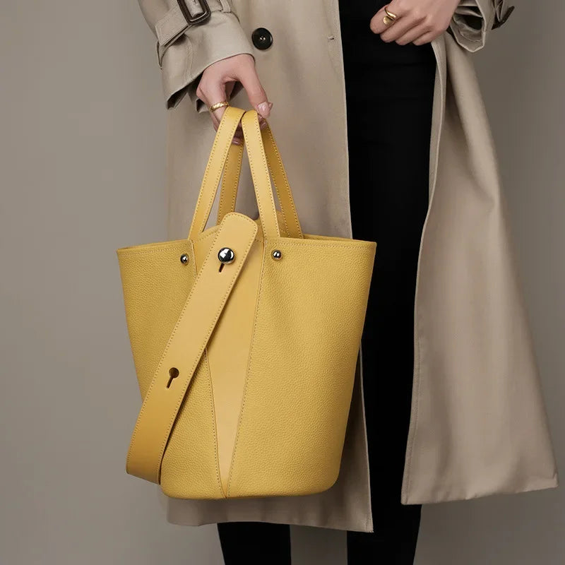 leather bucket shoulder bag, view 6 - MRSLM
