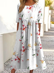 women's printed short sleeve dress, view 9 - MRSLM