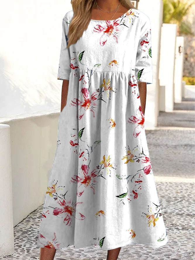 women's printed short sleeve dress, view 9 - MRSLM