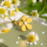 gold daisy flower open ring, view 5 - MRSLM