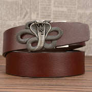 men's cobra buckle leather belt, view 5 - MRSLM