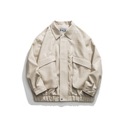 retro lapel pu leather jacket men, view 4 - MRSLM