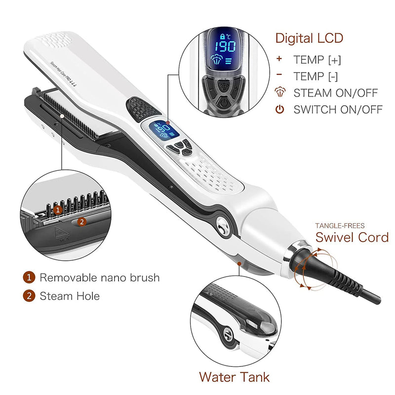 steam hair straightener brush, view 2 - MRSLM