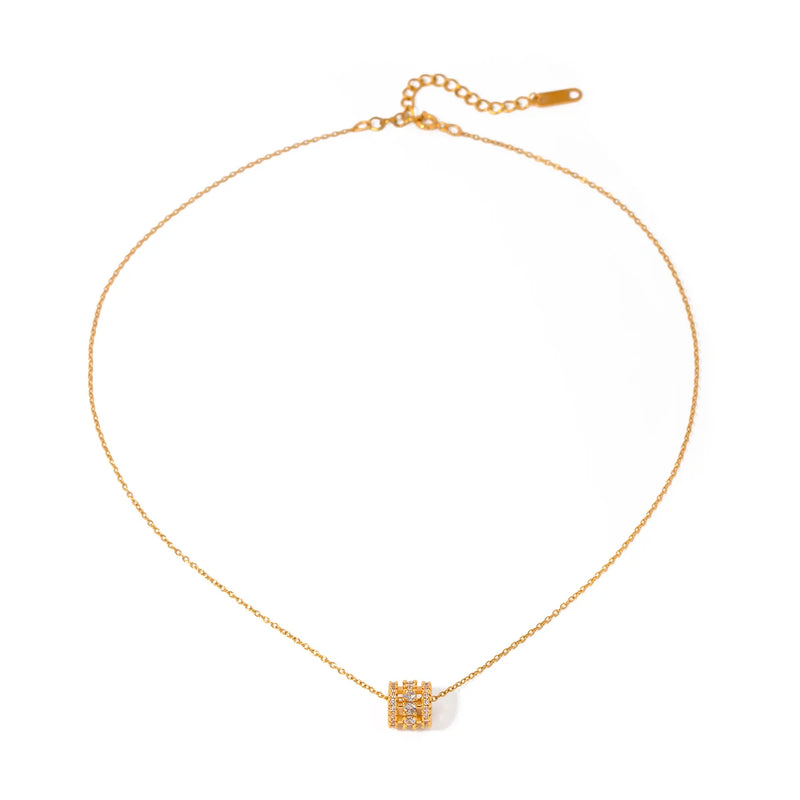 18k gold plated zircon pendant necklace, view 7 - MRSLM