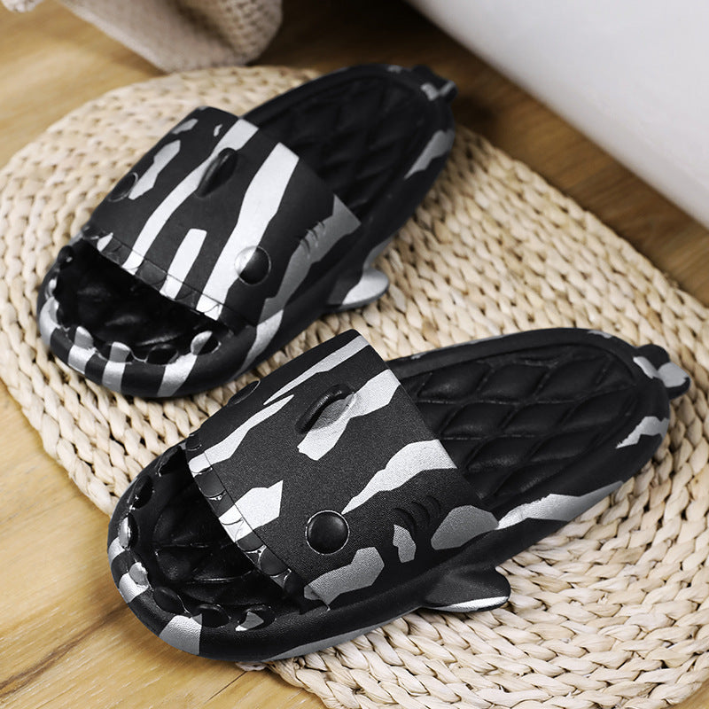 cute shark couple slide slippers, view 6 - MRSLM