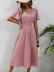 small floral print short sleeve dress, view 7 - MRSLM