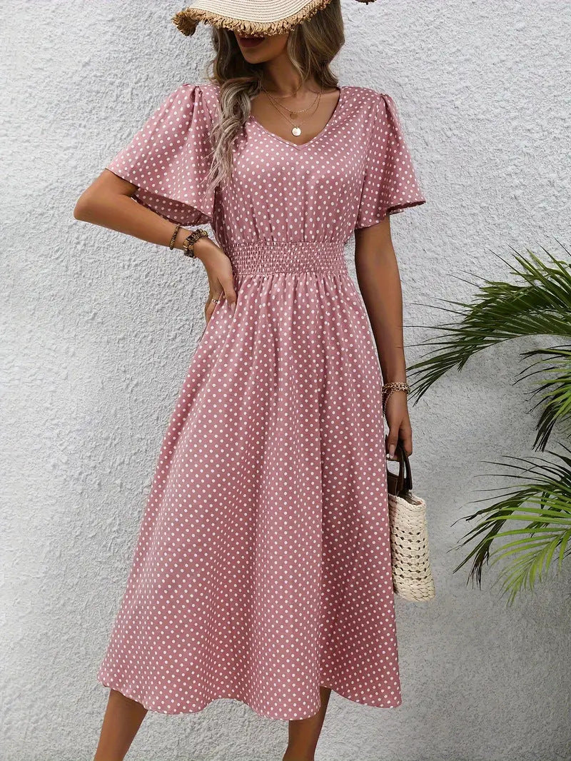 small floral print short sleeve dress, view 7 - MRSLM