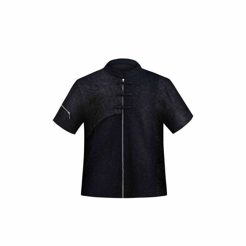 buckle padded shoulder T-shirt, view 5 - MRSLM