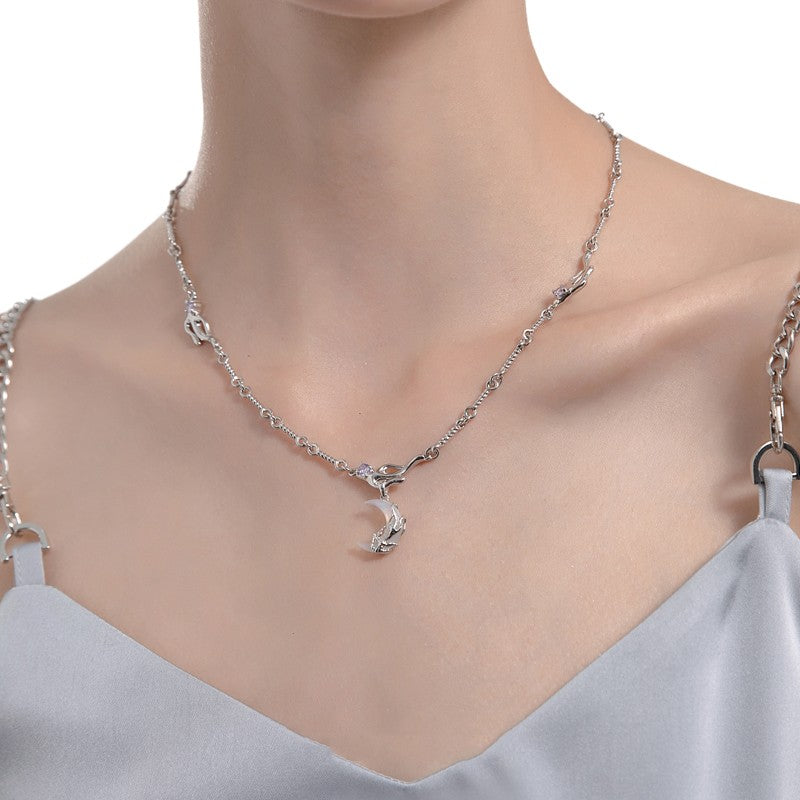 moon and stars pendant necklace, view 4 - MRSLM