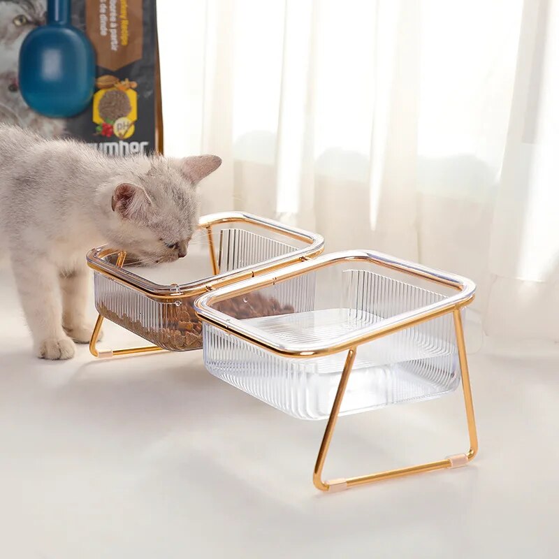 elevated double pet bowls, view 3 - MRSLM