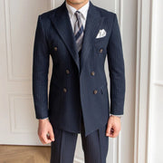 men's metallic stripe double breasted 2-piece suit, view 2 - MRSLM