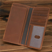 Men's crazy horse leather long wallet, view 6 - MRSLM