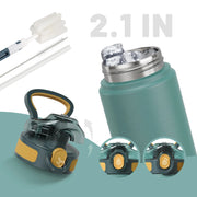 stainless steel thermos bottle with straw, view 9 - MRSLM