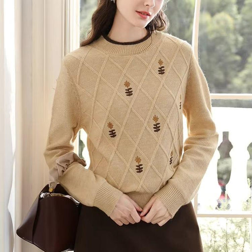 khaki embroidered knit sweater - MRSLM