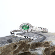 sterling silver green heart gemstone ring, view 6 - MRSLM