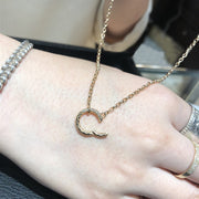double-sided zircon ring necklace - MRSLM
