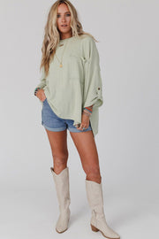loose pocket ribbed long sleeve sweater, view 10 - MRSLM