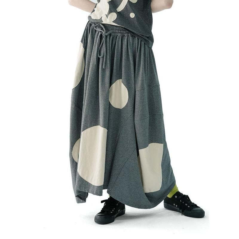 Summer Polka Dot Grey Knit Skirt