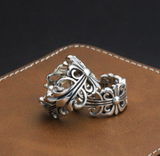 s925 sterling silver cross flower ring, view 8 - MRSLM