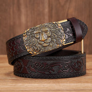 men's 3.5CM leather belt lion pattern buckle, view 9 - MRSLM