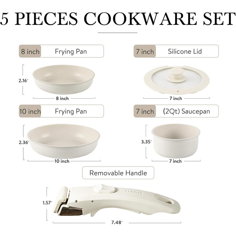 non-stick removable handle pot set, view 12 - MRSLM