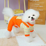cozy striped dog jumpsuit pajamas, view 2 - MRSLM