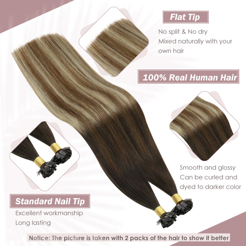 Flat tip human hair extensions, view 8 - MRSLM