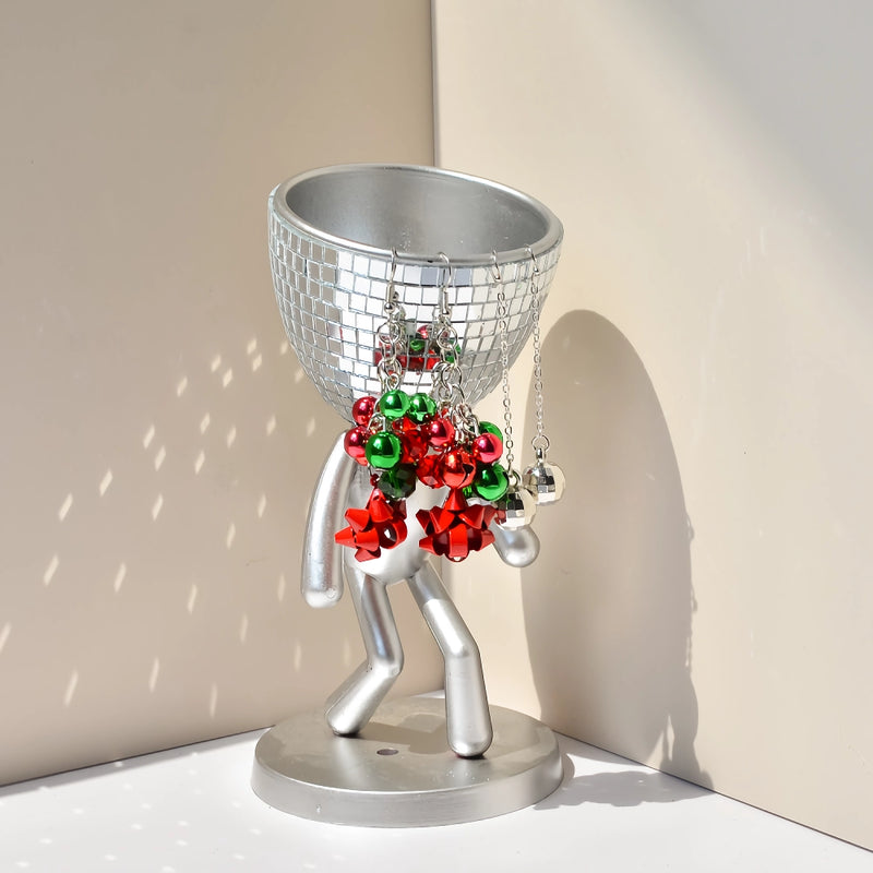 mirror disco walking man planter pot, view 6 - MRSLM