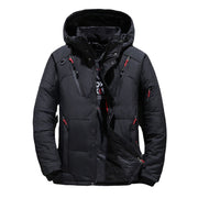 men's white duck down hooded jacket, view 2 - MRSLM