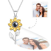 women's silver sunflower necklace, view 2 - MRSLM