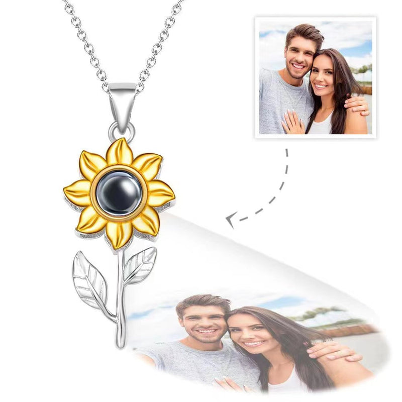 women's silver sunflower necklace, view 2 - MRSLM