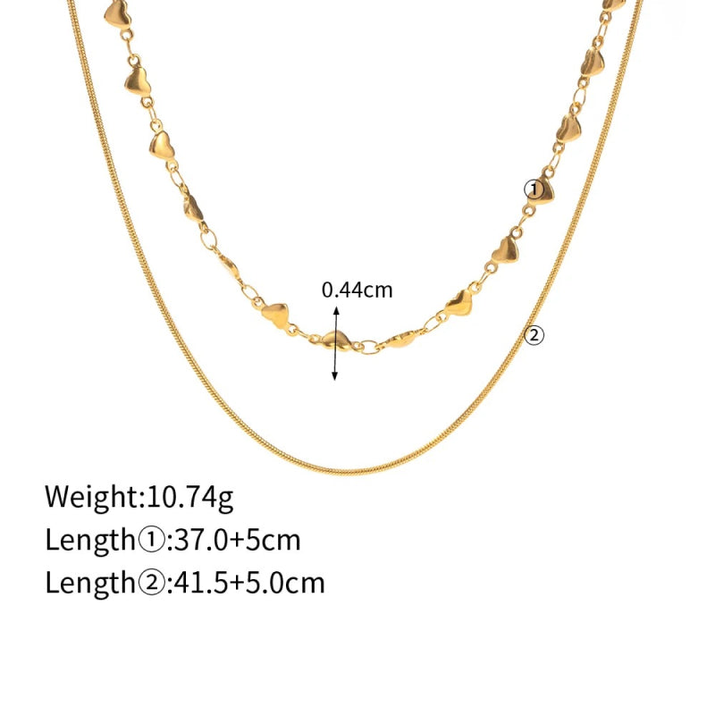 double layer heart necklace, view 8 - MRSLM