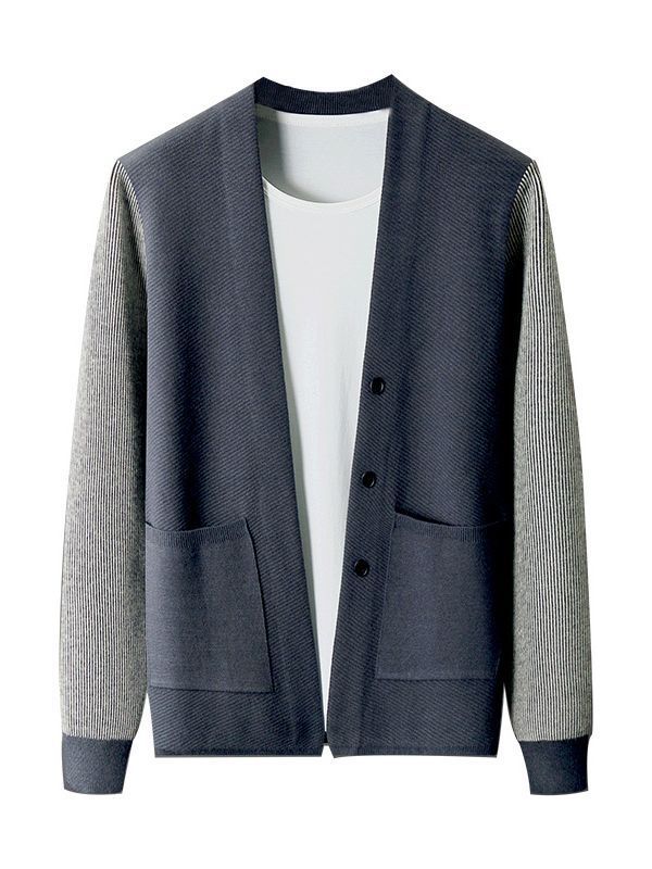 contrast sleeve cardigan sweater, view 6 - MRSLM