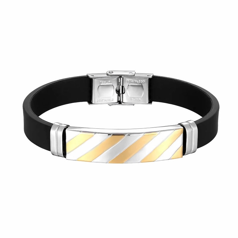 geometric stripe cuff bracelet, view 3 - MRSLM