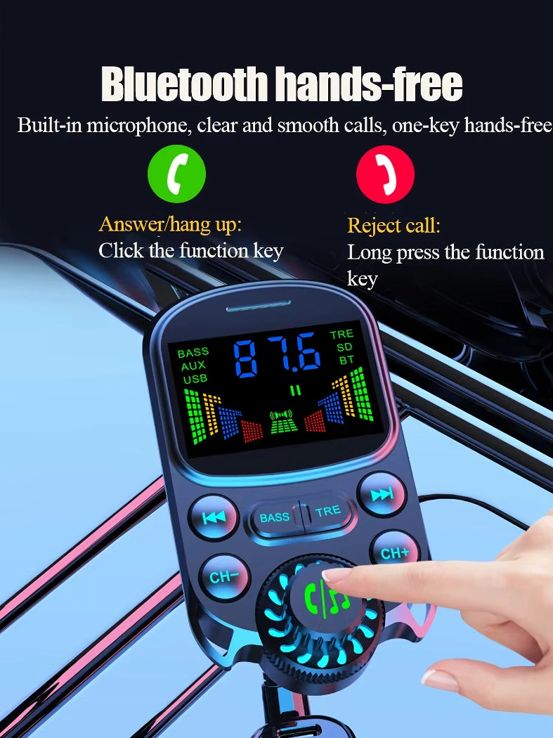 bluetooth 5.3 car fm transmitter with pd and qc3.0 charging, view 4 - MRSLM
