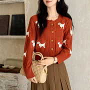 knitted dog pattern cardigan, view 3 - MRSLM